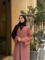 Düğmeli Yırtmaçlı Ferace Geniş Kol — ABAYACI