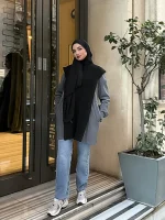 Katmanlı Triko Gömlek Detaylı, Dik Yaka — ABAYACI