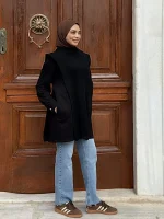 Katmanlı Triko Gömlek Detaylı, Dik Yaka — ABAYACI