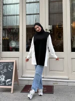 Katmanlı Triko Gömlek Detaylı, Dik Yaka — ABAYACI