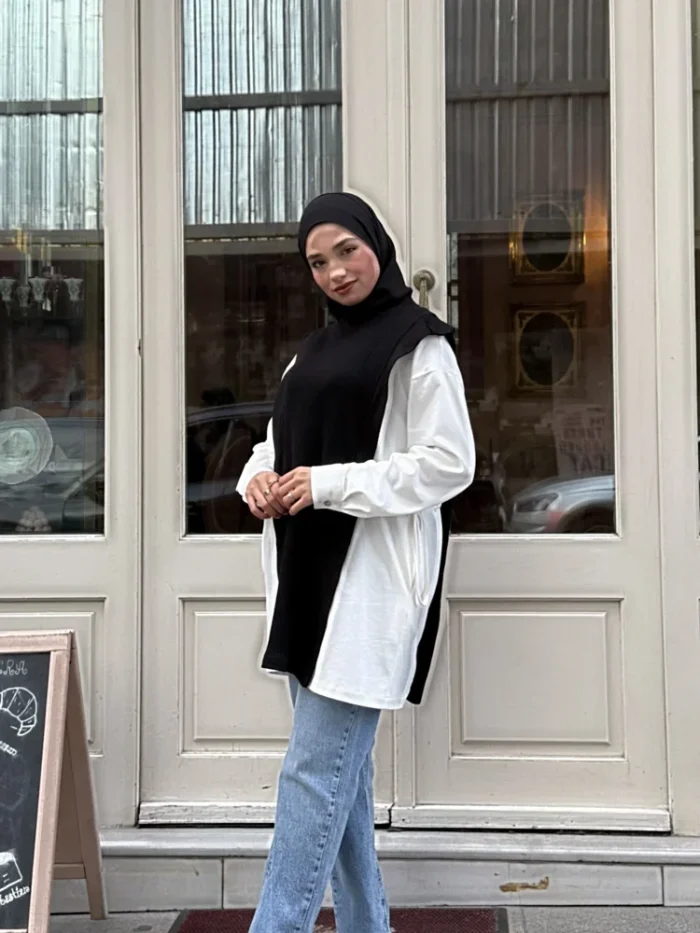 Garnili Katmanlı Triko — Gömlek Detaylı, Dik Yaka