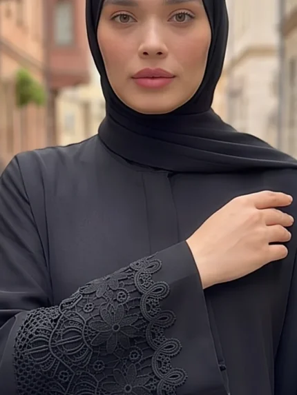 Pamuk Elastan Ferace Siyah Dantel — ABAYACI