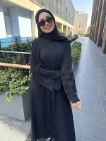 Papatya Ferace Siyah Dantel — ABAYACI