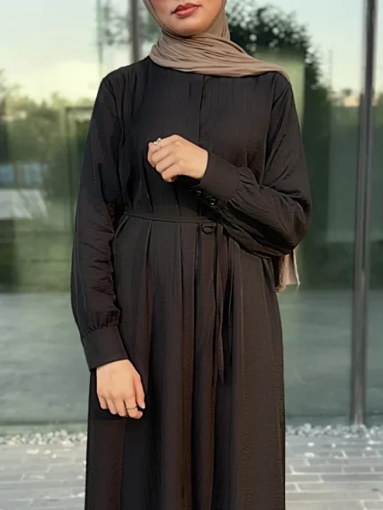 Rayon Tunik Uzun, Düğmeli ve Kuşaklı — ABAYACI