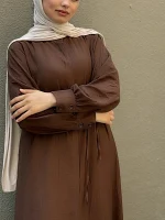 Rayon Tunik Uzun, Düğmeli ve Kuşaklı — ABAYACI
