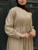 Rayon Tunik Uzun, Düğmeli ve Kuşaklı — ABAYACI