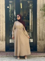 Rayon Tunik Uzun, Düğmeli ve Kuşaklı — ABAYACI