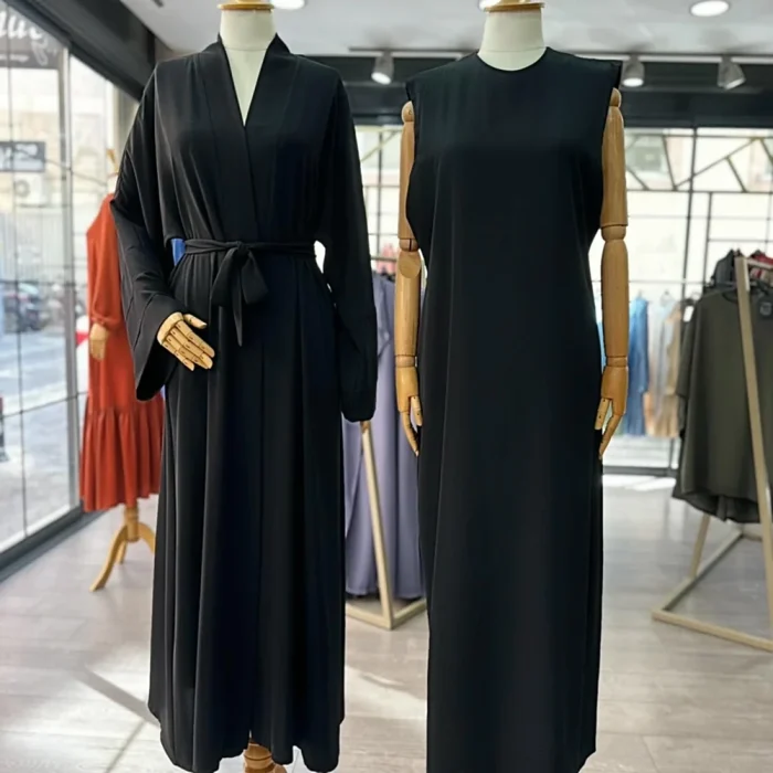 Üç Parça Abaya Takım — Pamuk Krep