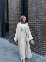 Üç Parça Abaya Takım Pamuk Krep — ABAYACI