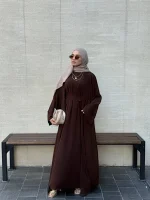 Üç Parça Abaya Takım Pamuk Krep — ABAYACI