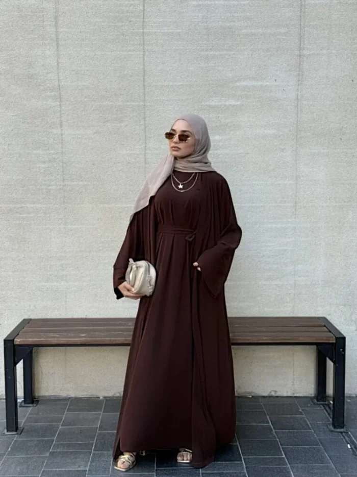Üç Parça Abaya Takım — Pamuk Krep