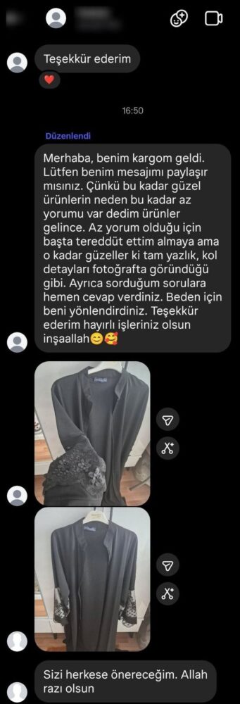 Müşteri mesajı