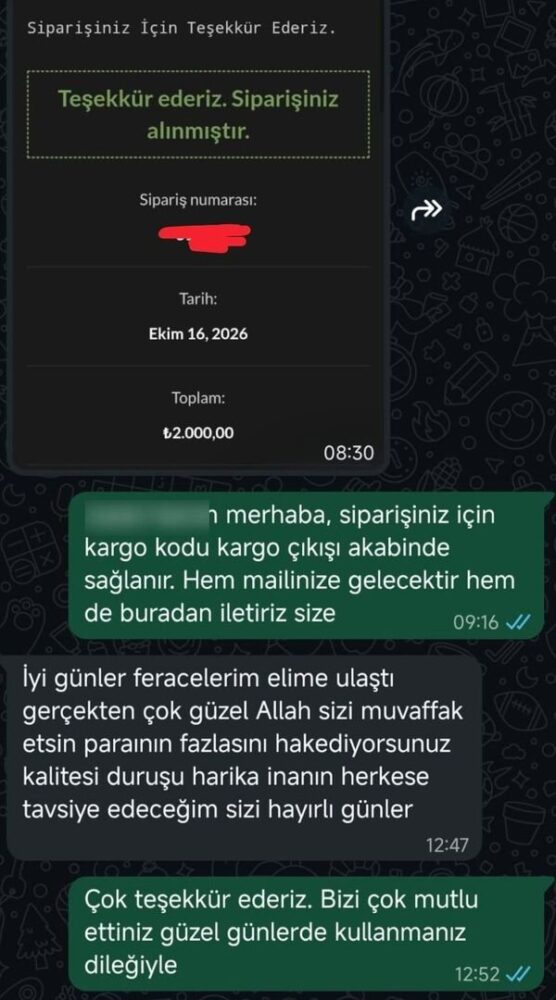 Müşteri mesajı